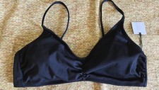 NWOT Shade  Shore Womens Solid Black No Wire Ribbed Swim Top Sz Large Bralette
