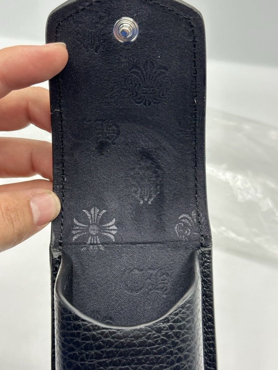NEW CHROME HEARTS Glasses Case Eyewear Leather Hard Case Scroll