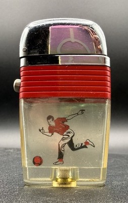 Vtg Scripto Vu Lighter Bowling Bowler Red Case Mid Century Modern MCM