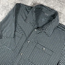 Ibex Shirt Mens XL? Green Striped Short Sleeve Zque Merino Wool Outdoor HOLES