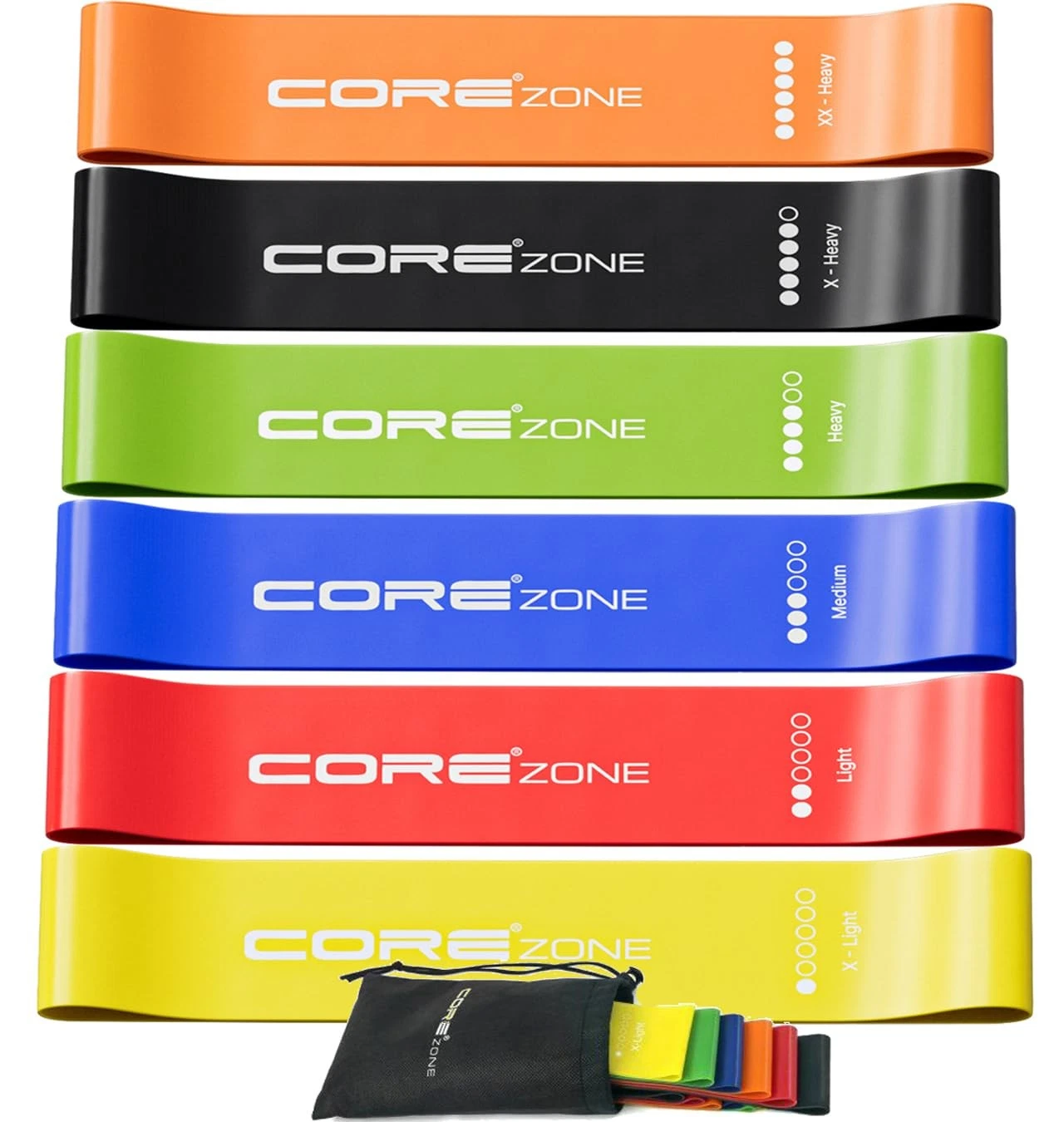 COREZONE Resistance Bands Set of 6 – Loop Resistance Bands with 6 Resistance