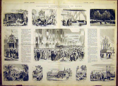 Original Old Antique Print International Exhibition Havre Building 1868 19th