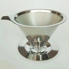 Pour Over Coffee Filter Stainless Steel Reusable Cone Slow Dripper Cup 800 Mesh.