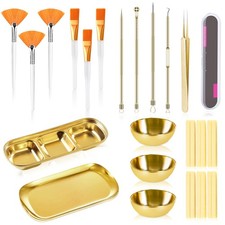 29 Pcs Esthetician Supplies 6 Blackhead Tools 3 Stainless Steel Gold Mixing B...