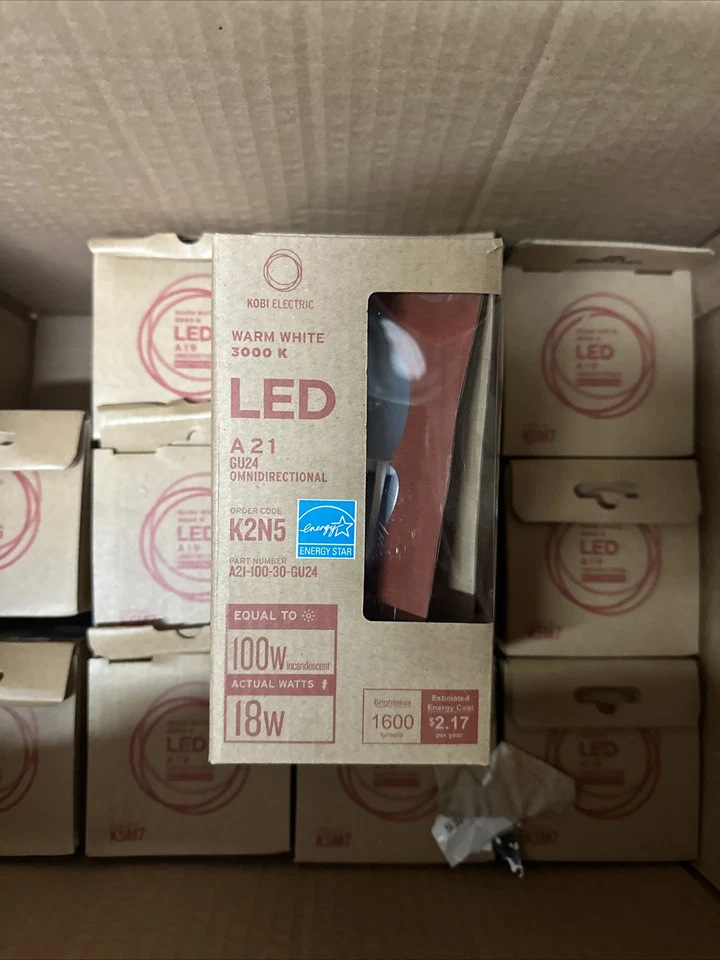 12 Pcs Kobi Electric LED A21 18W Dimmable 3000K Warm White, 1600lm GU24 Base-12p - Image 2 of 4