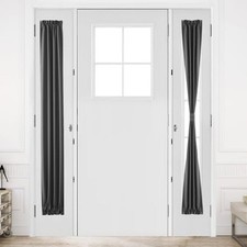 French Door Curtains   Rod Pocket Thermal 12"W x 72"L Pack of 1 Dark Gray