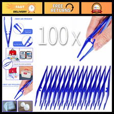 Disposable Plastic Tweezers - 100 Pack Medical Forceps for First Aid, Crafts, La