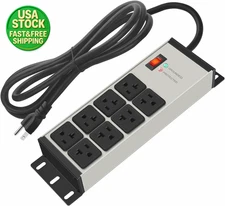 Heavy Duty 20A Power Strip Surge Protector 8 Outlet 6FT Cord for Shop Garage
