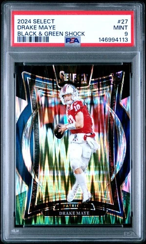 2024 PANINI SELECT BLACK & GREEN SHOCK #27 DRAKE MAYE ROOKIE RC PSA 9