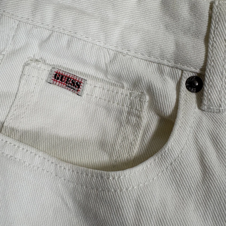 Guess Originals Relaxed Jeans Mens 29x32 White Denim Y2K 90s Minimal Streetwear - Image 3 of 4