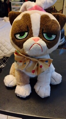 GRUMPY CAT PLUSH STUFFED TOY with BUNNY RABBIT EARS & BOW TIE EASTER