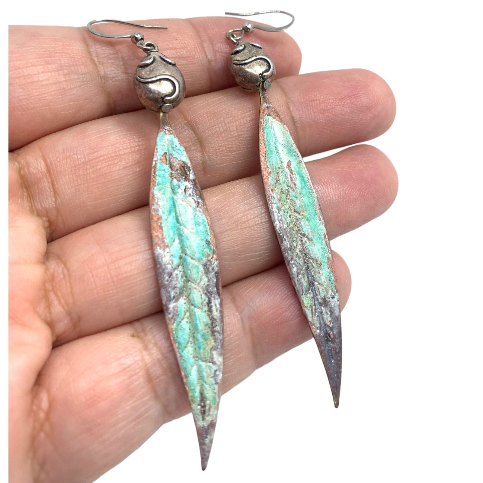 hand crafted copper sterling silver earrings - image 7