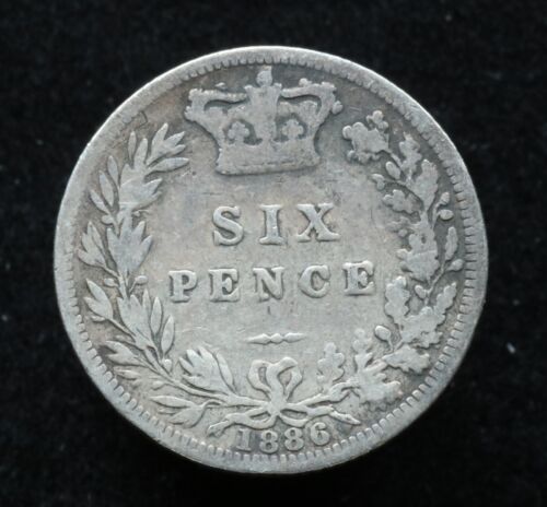 UK (Great Britain) 1886 6 Pence - Silver - Victoria