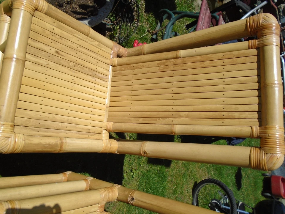 Комплект из 4 обеденных стульев середины века современный бамбук, ротанг высокая спинка.(Без доставки) - Изображение 3 из 4