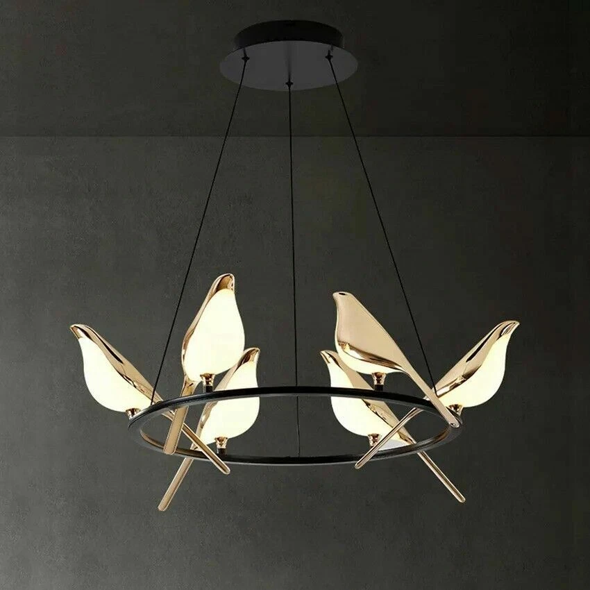 Bird Led Lamp Chandelier Postmodern 6 Light Living Room Hanging Light Fixtures