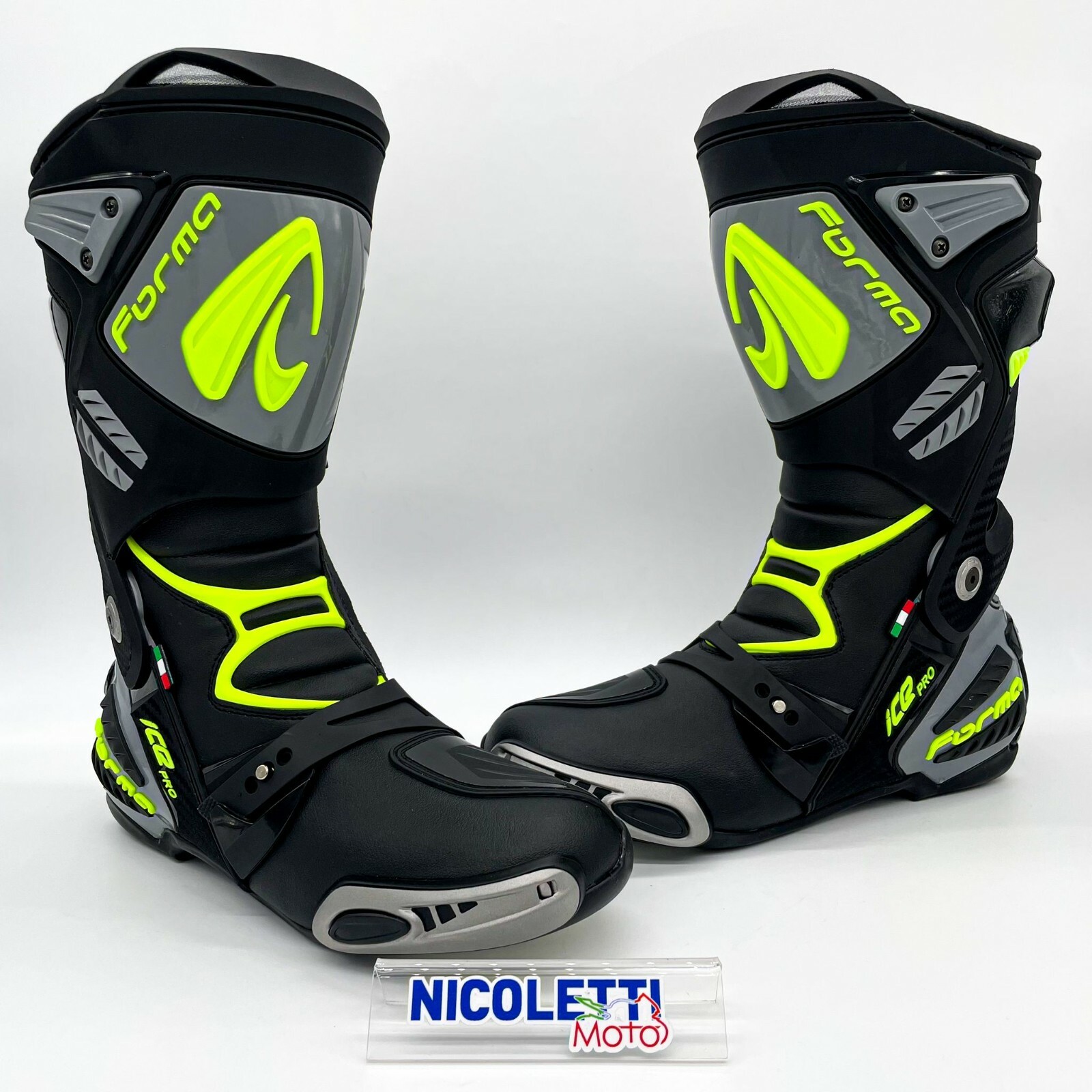 STIVALI MOTO FORMA RACING PISTA ICE PRO NERO-GRIGIO-GIALLO FLUO FORV220