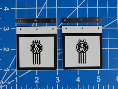''KW'' logo Kenworth Tamiya RC 1/14 King Hauler Mud Flaps Guards Mounting Plate