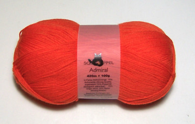 100g ball Schoppel ADMIRAL Superwash Wool/Nylon Sock Fingering yarn #0891 ORANGE