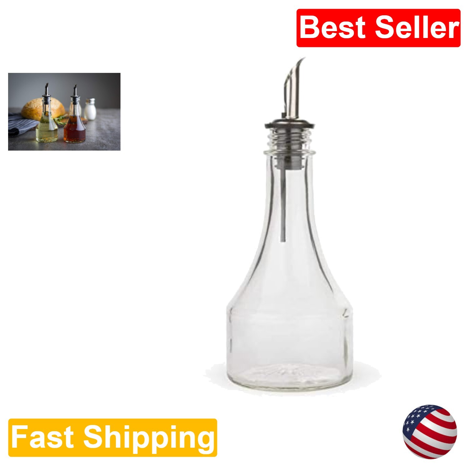 Dishwasher-Safe Glass Syrup Dispenser - 8 oz Bottle with Stainless Steel Pourer