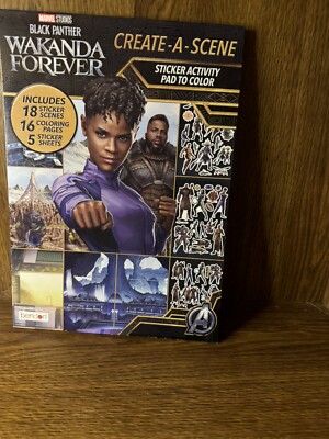 Marvel Avengers Black Panther Create a Scene Sticker Activity Book, 32 Pages,