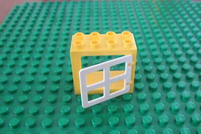 Lego Duplo YELLOW Window 2x4 WHITE SQUARE Frame Pane Door