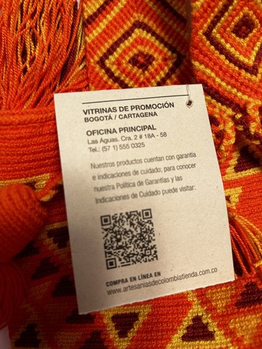 NWT Authentic Tejeduria Mochila Wayuu 100% Colombia Handmade Bag Orange Yellow - Picture 8 of 10