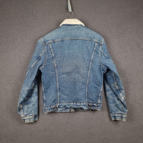 Vintage Levi's Jacket Mens 38R M Medium Blue Sherpa Trucker USA Made 80s Snap - Picture 5 of 10