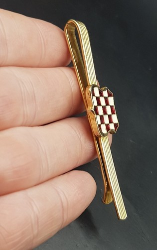Vintage Gold Plated Enamel Croatian Army Flag Tie Bar Clip. Enamelled. Croatia - Picture 5 of 7