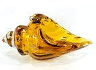 Vintage Art Glass Amber & Gold Fleck SeaShell, Large 9" Long Murano? MCM
