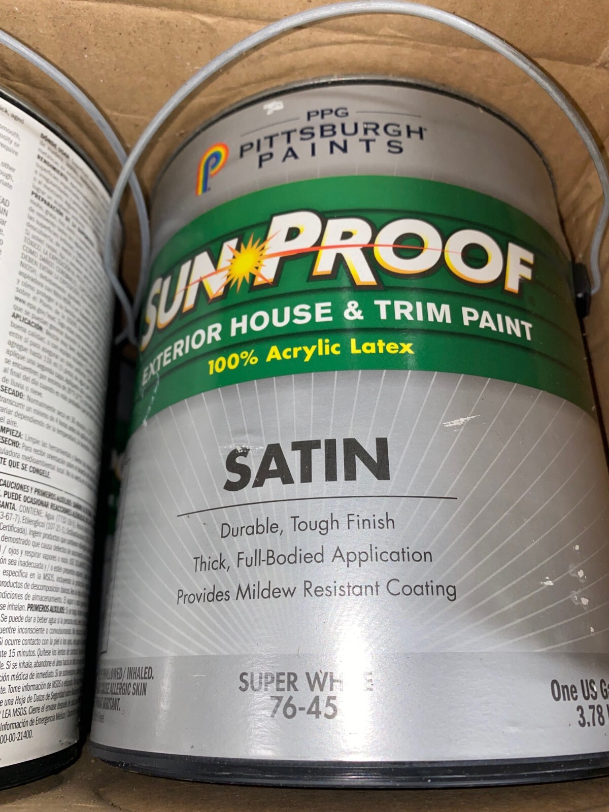 (1) Gallon PPG Sun Proof EXTERIOR House & Trim Satin Super White 7 eBay