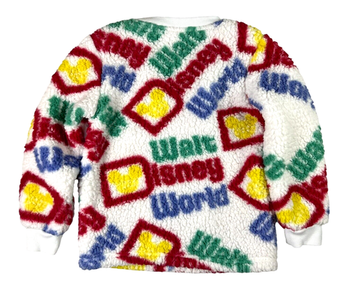 Disney World Park Top Youth Kids Size S Sherpa Fleece Sweatshirt Colorful - Picture 2 of 6