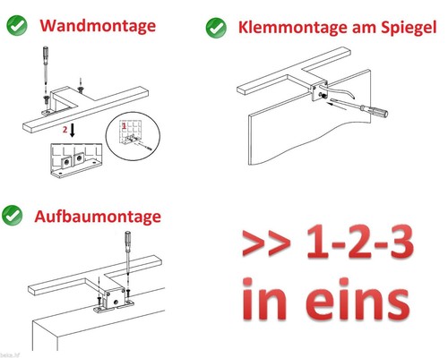 LED Bad Spiegel-Leuchte Badlampe Spiegellampe Aufbau-Leuchte 450mm verchromt WW - Bild 3 von 8