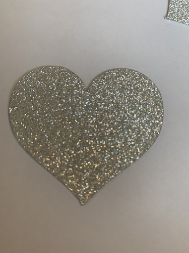 12 Heart Cupcake Toppers Birthday Party Celebrations SILVER Glitter Card 5cm - Picture 4 of 5