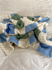 Vintage Chenille  Baby Quilt / Blanket Throw Multicolor Spaceships