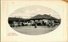 EARLY 1900'S. G.N. TRAIN DEPOT. FERGUS FALLS, MN POSTCARD r16