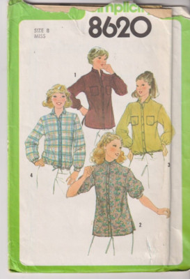 8620  SIMPLICITY c.1978 - TOP w Sleeve & Collar Vari - Sz 8 B 31.5''