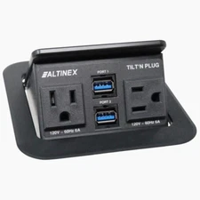 Altinex TNP155 Tilt n Plug Jr Tabletop InterconnectBox w/2+2 Charging USB &Power