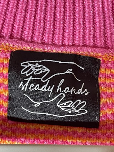 STEADY HANDS CHUNKY CARDIGAN SWEATER SOFT PETAL PINK HEARTS COTTAGE CORE M/L - Picture 2 of 8
