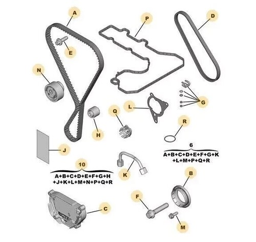 KIT DISTRIBUZIONE ORIGINALE PSA PEUGEOT CITROEN 1.0 1.2 VTI PURETECH 1654515880 - Foto 2 di 13