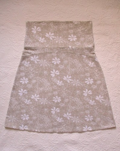 Eddie Bauer Skirt Beige Floral Stretch Knit Cotton Fold Over Waist M L - Picture 3 of 4
