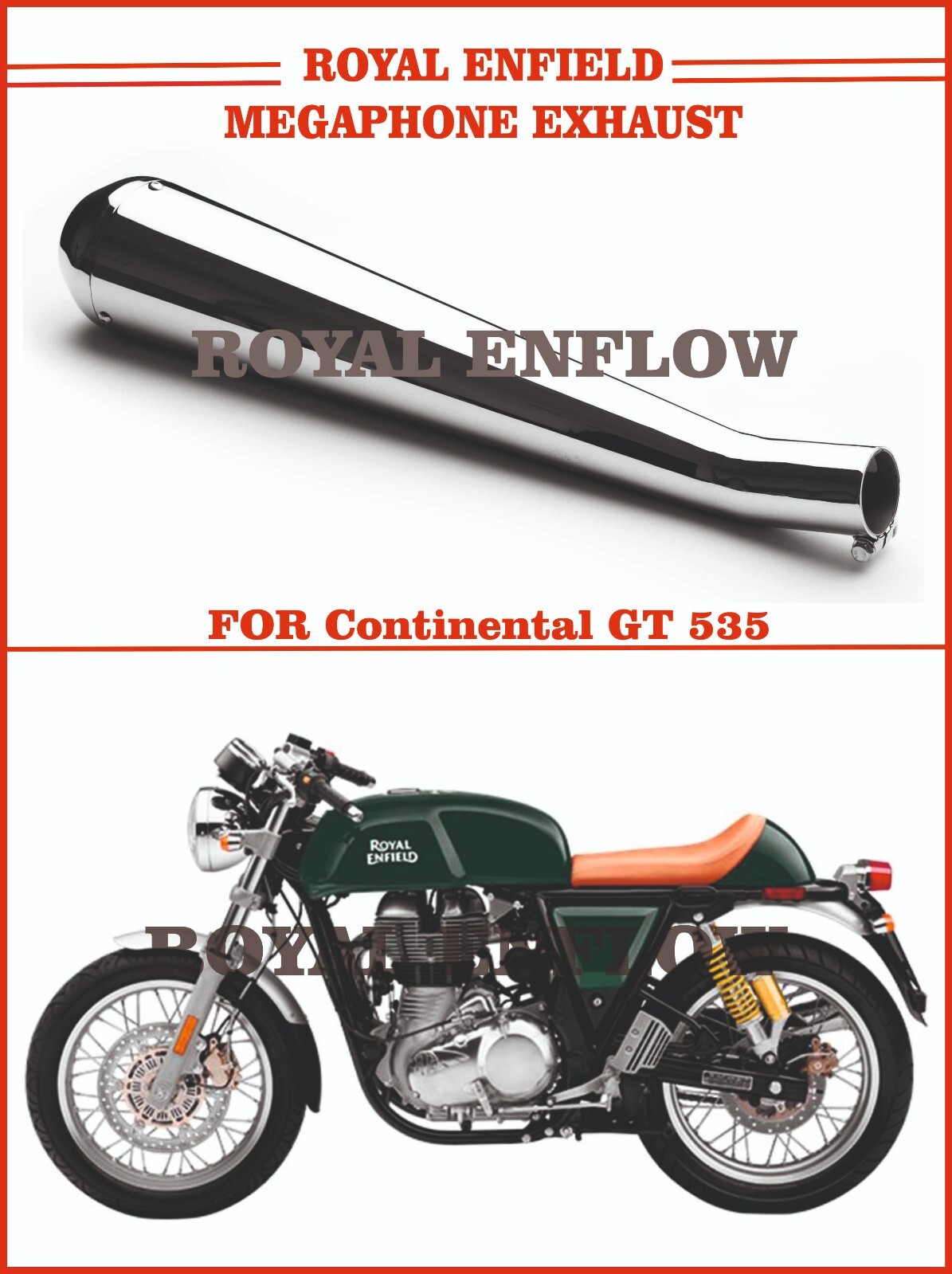 Royal Enfield megaphone Exhaust for Continental GT 535 - Express Shipping