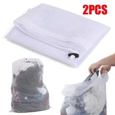 2pcs XL Thicken Mesh Protect Clothing Washing Heavy Duty Laundry Drawstring Bag