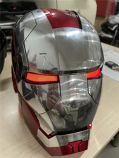 AUTOKING Iron Man MK5 Helmet Voice Control ABS Cosplay Silver Mask New US StocK