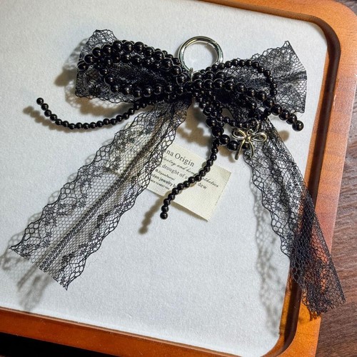 Trendy Lace Pearl Bow Keychain ✨y F1O1 - Picture 2 of 15