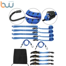 2200 LB Blue Steel with Break Lock S Hooks 15 FT Ratchet Tie Down Straps 4 Pcs