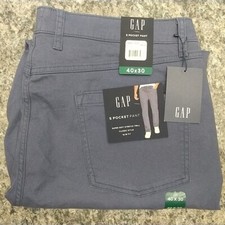 Gap Men's Pants Super Soft Stretch Twill 5 Pocket Slim 40 x 30 Blue Indigo NEW