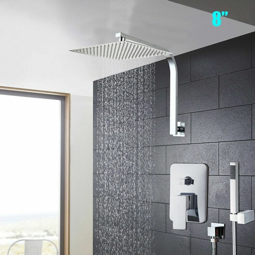 Rainfall Shower Head Gooseneck Arm 2-Way Mixer Valve Hand Shower Faucet Tap Set - Picture 12 of 18