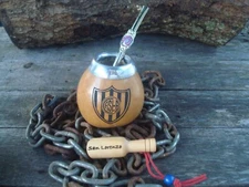 San Lorenzo Futbol - Hand Made Gourd + Straw Logo + BONUS SPOON For Yerba Mate