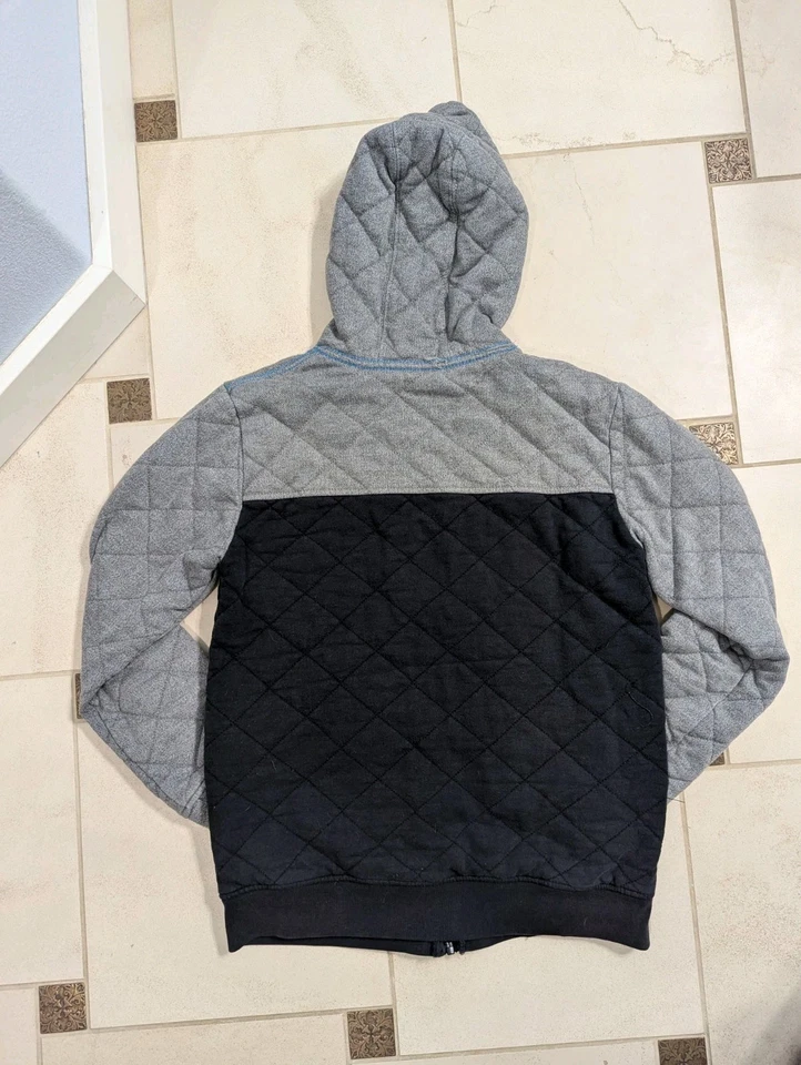 Jaqueta com capuz Shaun branca juvenil masculina XL/16 acolchoada preta e cinza zíper frontal - Imagem 4 de 4