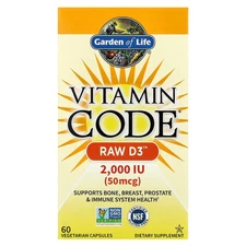 Garden of Life Vitamin Code Raw D3 2 000 IU 60 Vegetarian Capsules Dairy-Free,